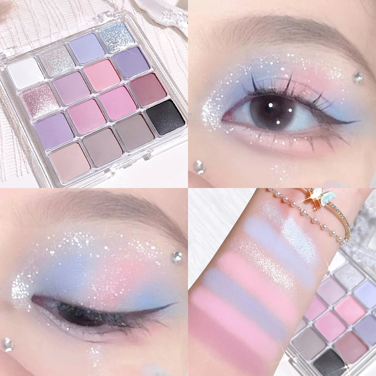 LuxuryGlow Sunset Magic 16-Color Eyeshadow Palette – Matte, Shimmer & Glitter Earth Tones