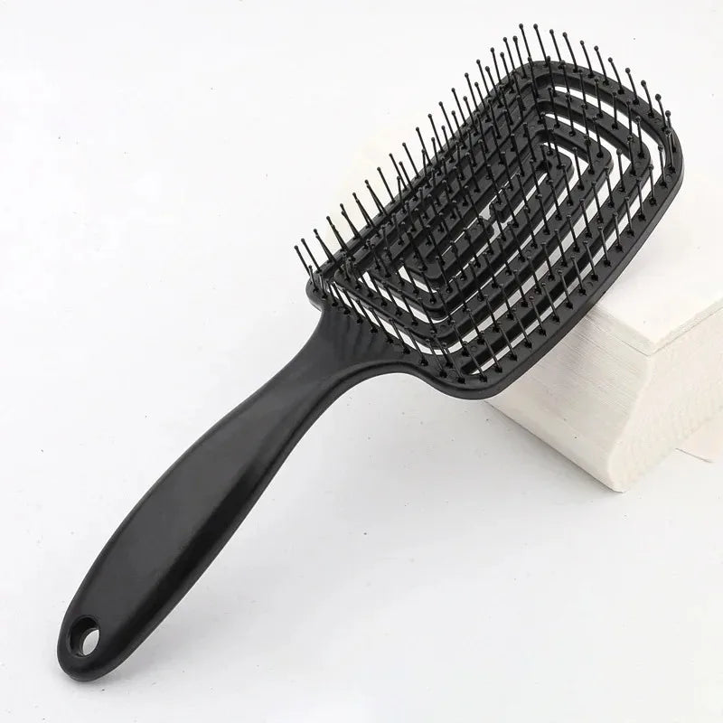 Peine masajeador antiestático LuxuryGlow: cepillo desenredante para cabello húmedo y seco