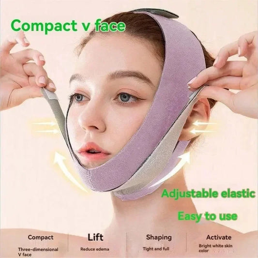 حزام تنحيف الوجه LuxuryGlow - قناع لتقليل الذقن المزدوجة وشد الوجه على شكل حرف V لجميع أشكال الوجه