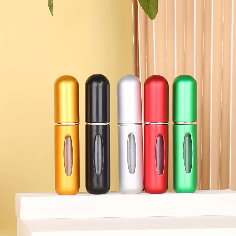 Botellas pulverizadoras de perfume portátiles LuxuryGlow (paquete de 5): atomizadores de viaje recargables para uso diario