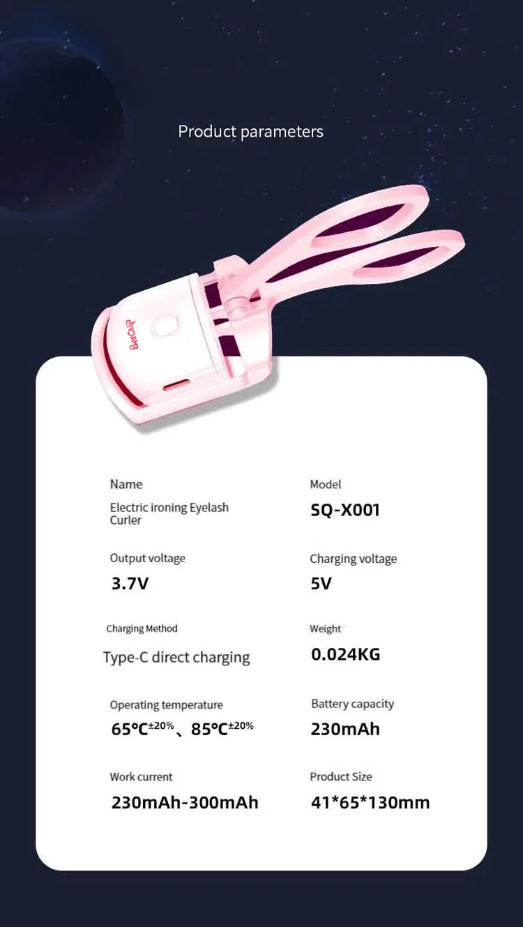 BeeChip Rechargeable Pink Electric Eyelash Curler – Fast Heating & Long-Lasting Curls