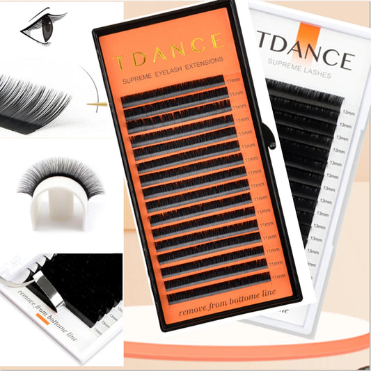 TDANCE Classic Individual Eyelash Extensions – 16 Rows Soft Faux Mink Lashes for Russian Volume C60