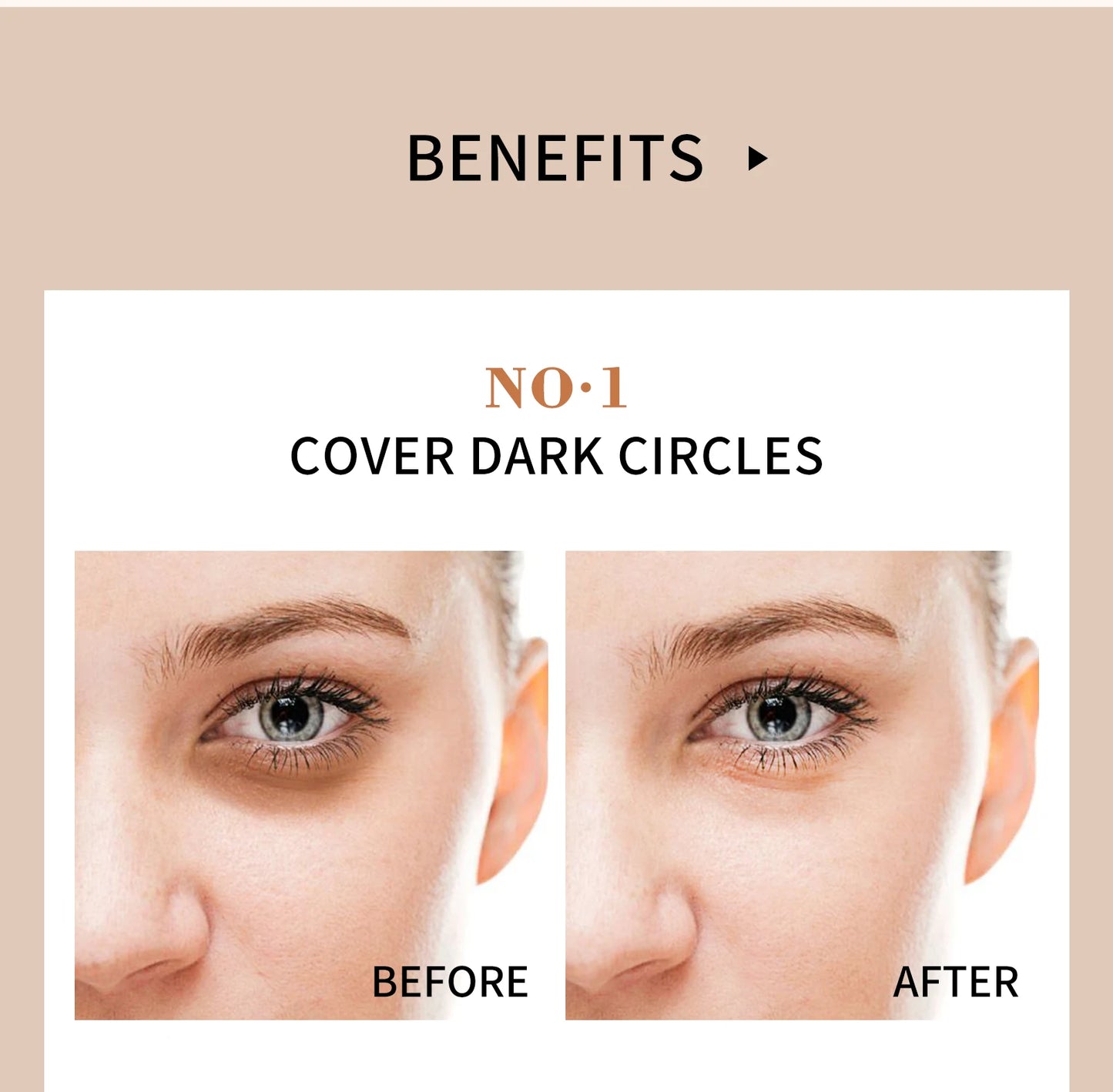 Corrector y crema BB QIC de alta cobertura, resistente al agua: de larga duración y antiojeras.