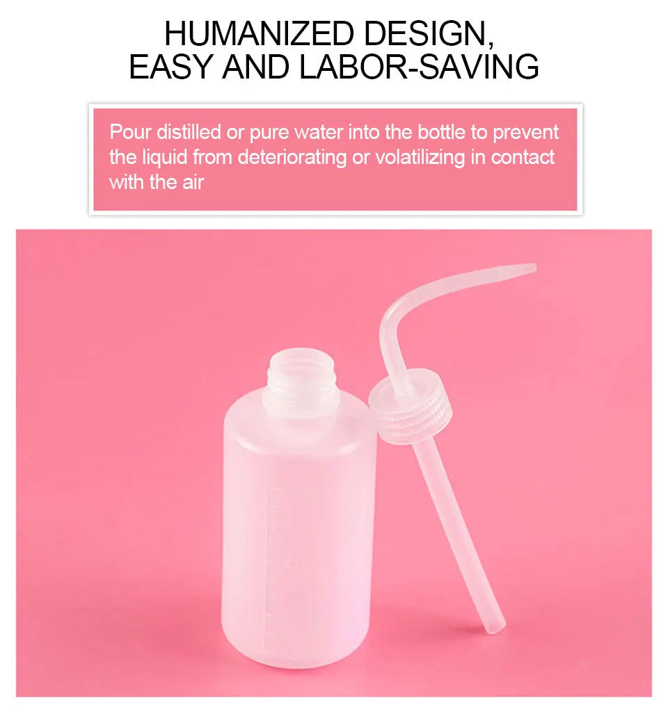 YASHICORAL 250/500ml Eyelash Cleaning Bottle – Curved Spout Lash & Brow Rinse Tool