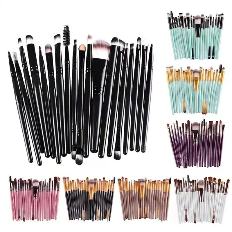 Set de 20 brochas de maquillaje de ojos LuxuryGlow MJ: sombras, delineadores y difuminadores