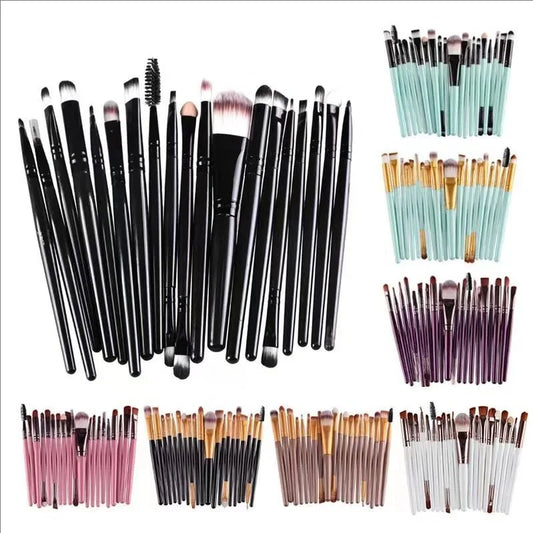 Set de 20 brochas de maquillaje de ojos LuxuryGlow MJ: sombras, delineadores y difuminadores
