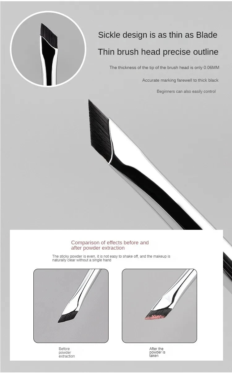 LuxuryGlow Ultra-Thin Angled Eyeliner & Eyebrow Brush | Precision Makeup Tool