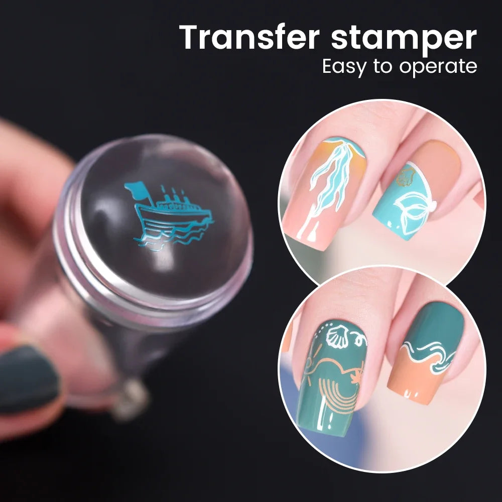 Kit de estampación de uñas de silicona transparente LuxuryGlow: estampador y raspador de diseño francés