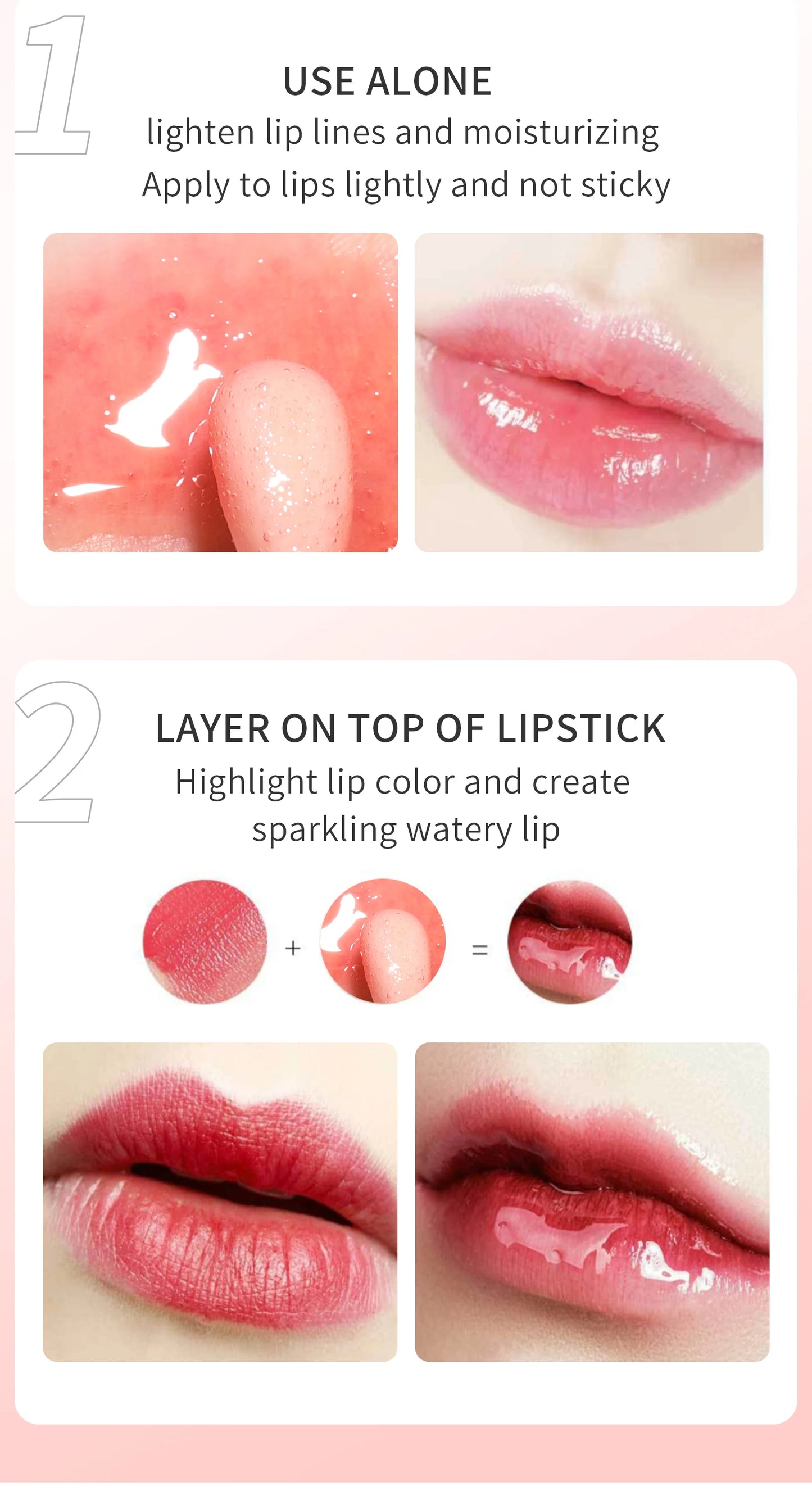 Aceite labial Hello Kiss Crystal Jelly | Brillo hidratante y voluminizador para labios hidratados