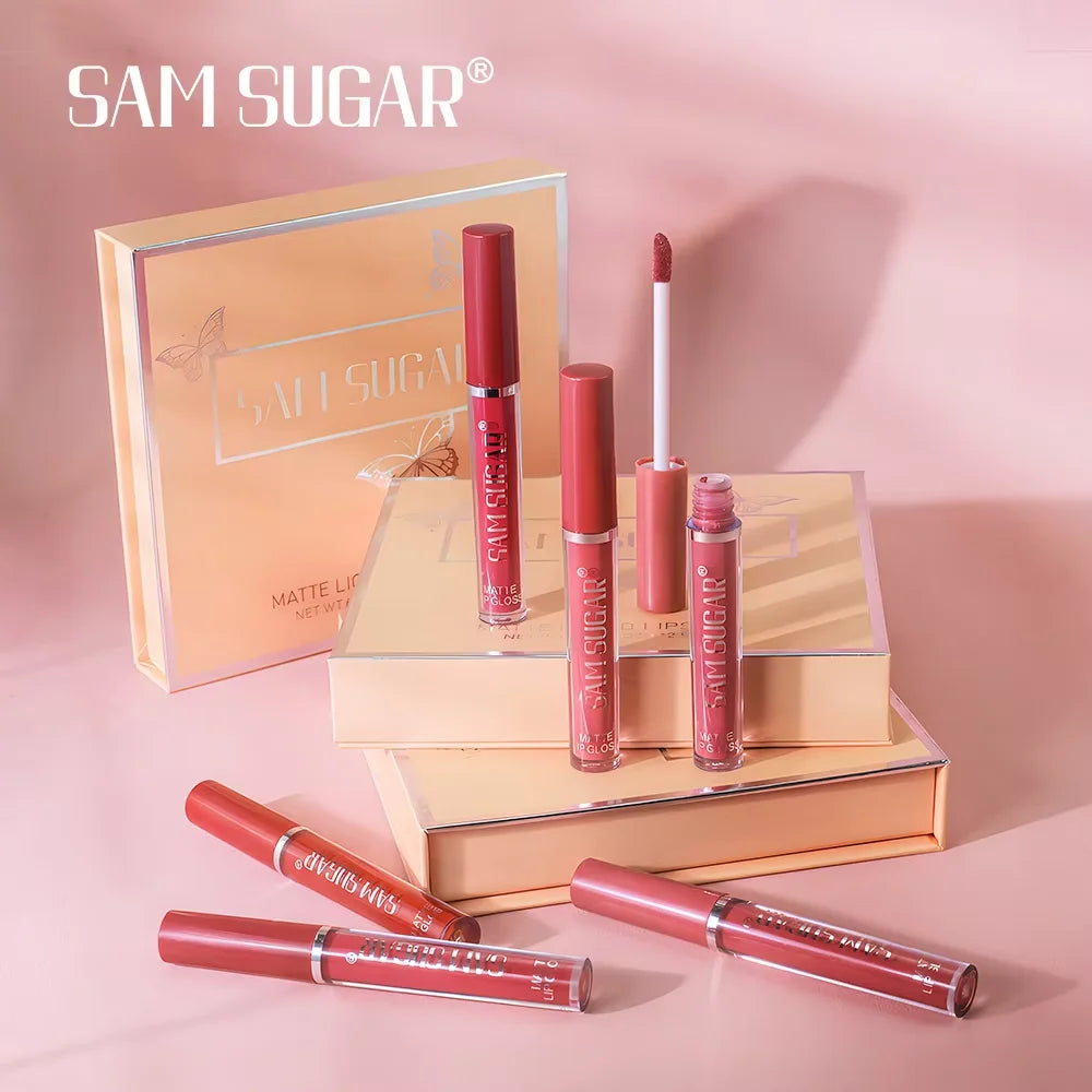 LuxuryGlow - Set de 6 brillos labiales mate: color labial hidratante y resistente al agua de larga duración