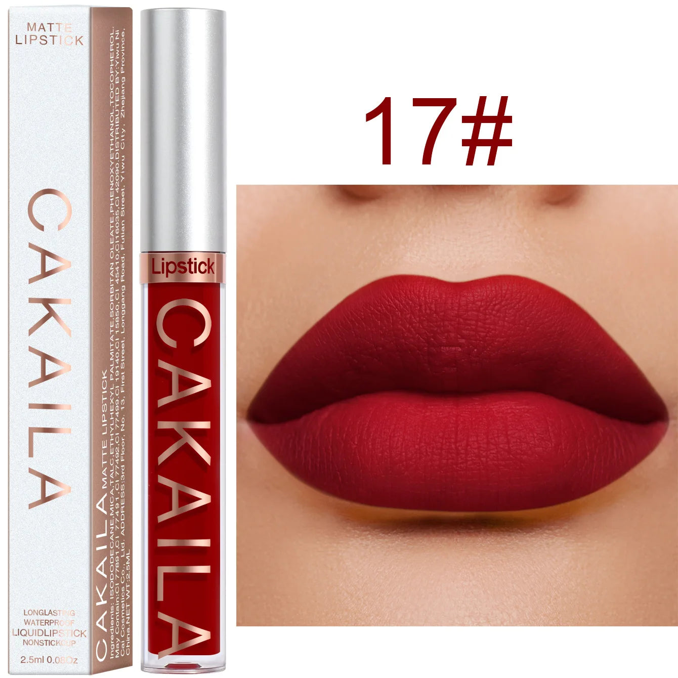 CAKAILA Waterproof Lipstick — Nude, Brown & Matte Red | 24-Hour Long-Lasting