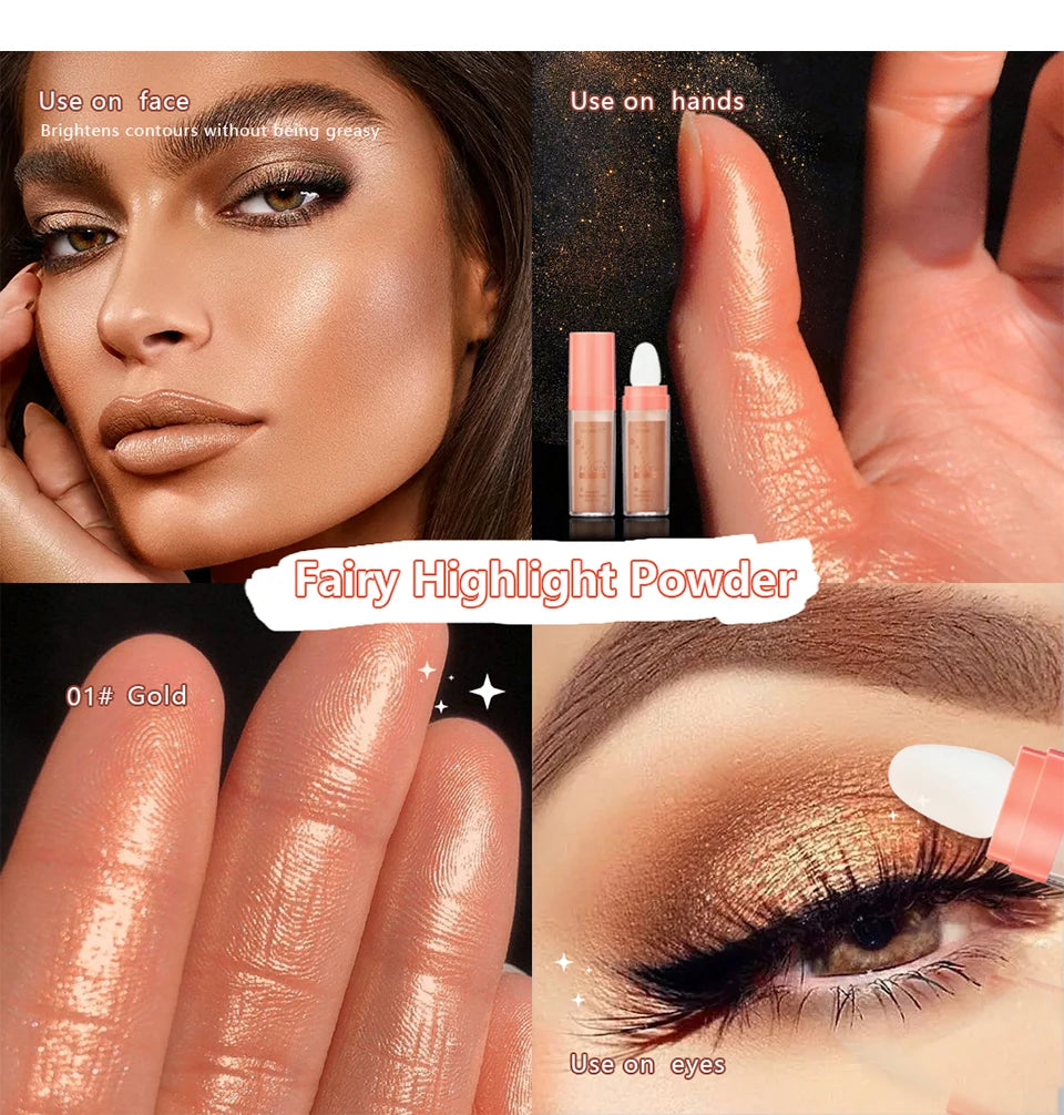 بودرة هايلايتر لاكيرين فيري جلو ثلاثية الألوان - وردي، ذهبي، برونزي لامع