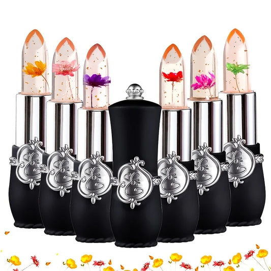 LuxuryGlow Flower Jelly Lipstick Set – Color-Changing, Moisturizing, Long-Lasting