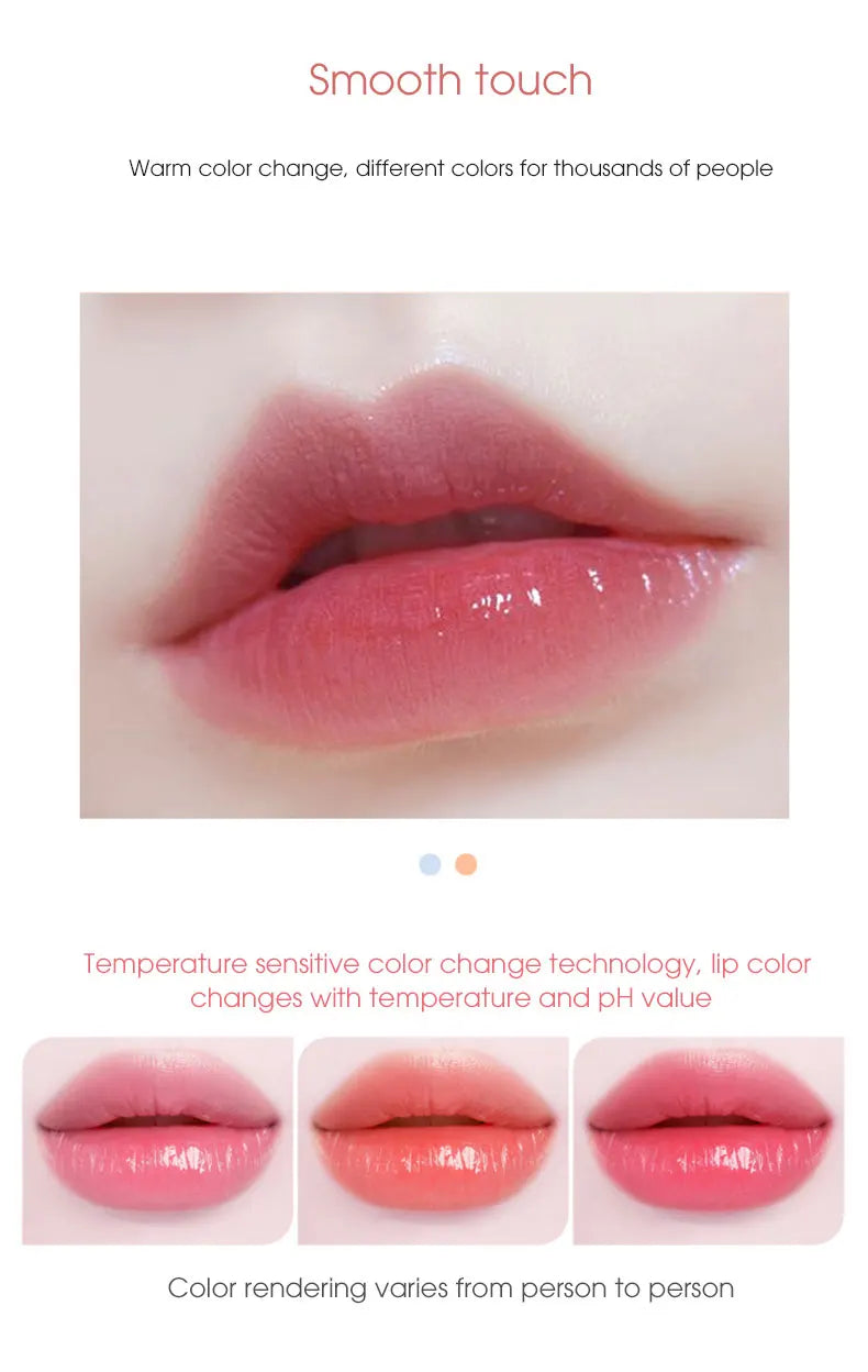 Lápiz labial en gel LuxuryGlow que cambia de color: duradero, hidratante y sensible a la temperatura.