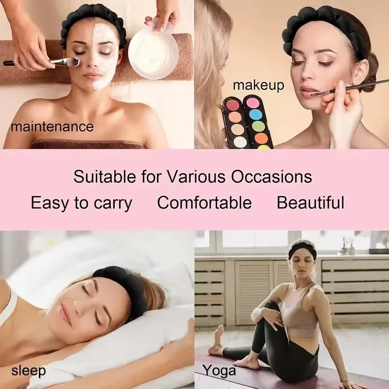 Xihui 3 PCS Face Wash Headband & Wristband Set | Soft Hairband for Makeup & Spa