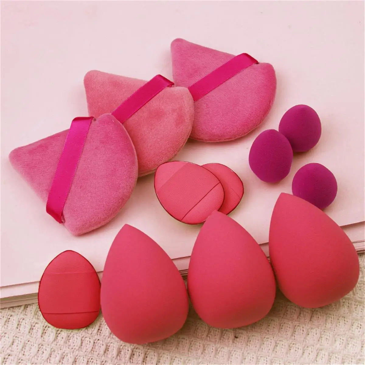 LuxuryGlow 12Pcs Triangle Makeup Puffs Set – Soft, Reusable Blending Sponges for Face & Eyes