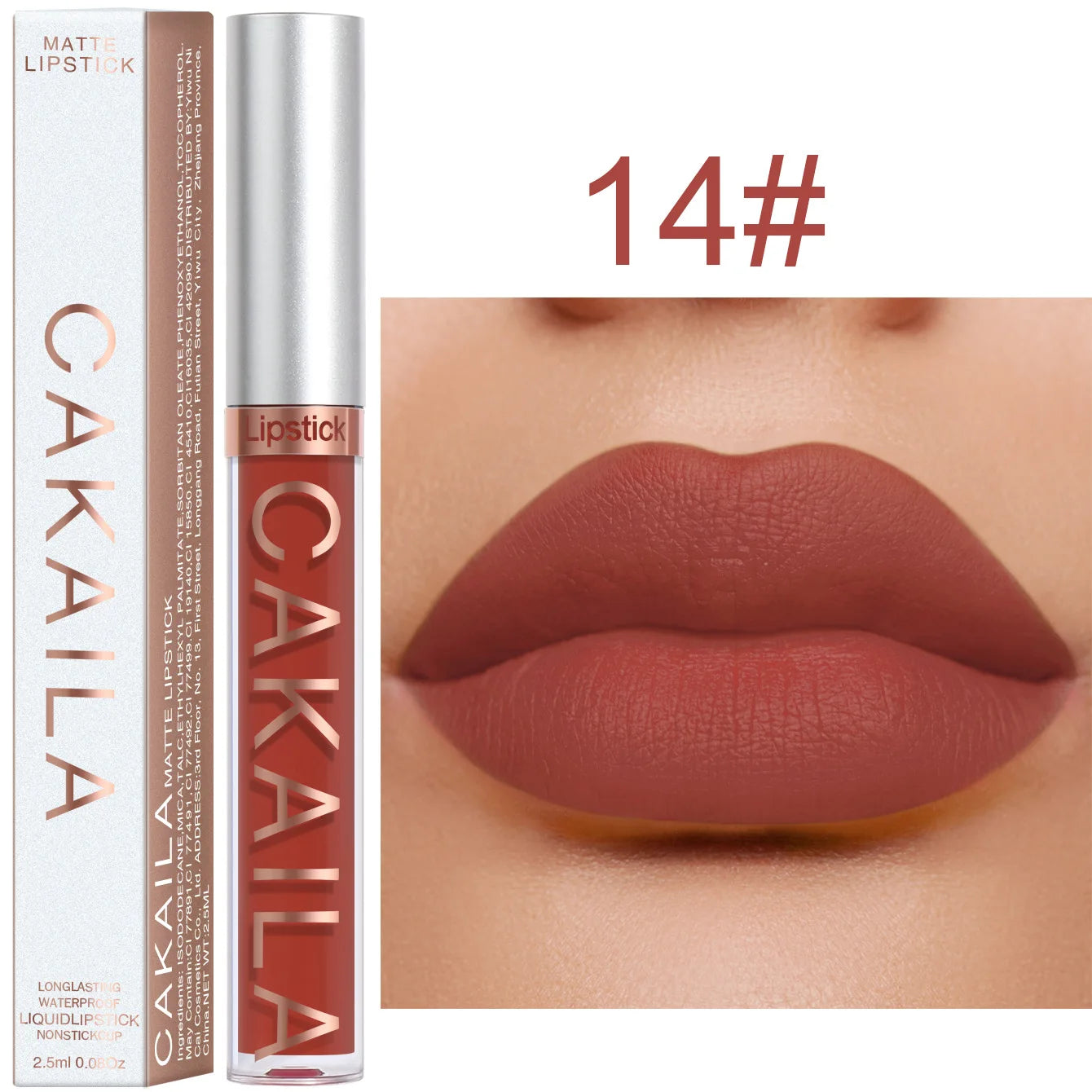 CAKAILA Waterproof Lipstick — Nude, Brown & Matte Red | 24-Hour Long-Lasting