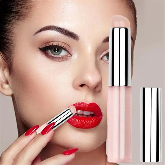 Pincel labial de silicona LuxuryGlow con funda: reutilizable, portátil y resistente al polvo.