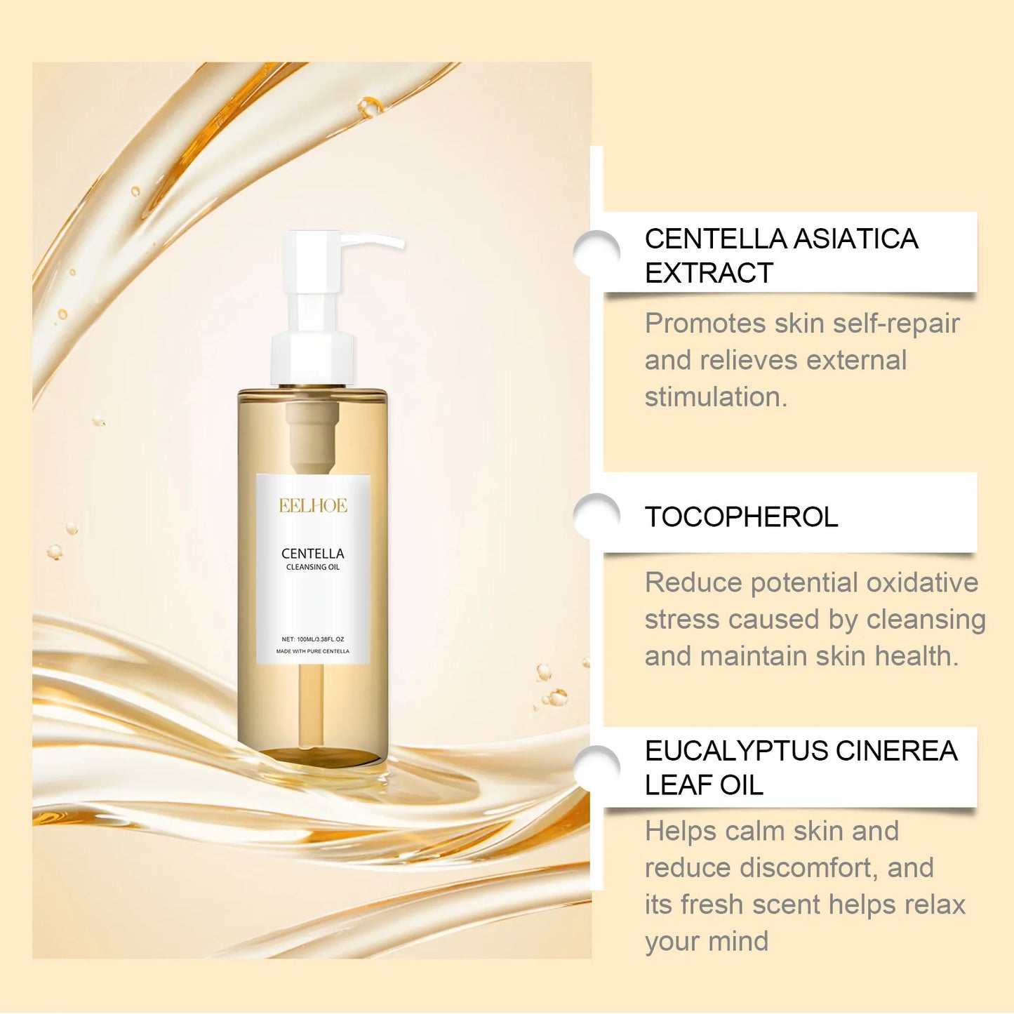 EELHOE Centella Gentle Facial Cleansing Oil – Deep Clean & Makeup Remover for Sensitive Skin – 100ml