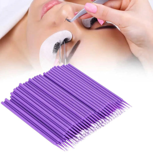 مجموعة LuxuryGlow من ١٠٠ فرشاة مكياج للاستخدام مرة واحدة - أدوات الماسكارا، الشفاه، محدد العيون والرموش