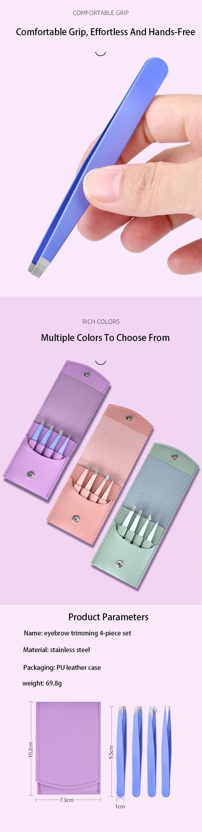 OURINER Colorful Stainless Steel Eyebrow Tweezer – Slanted Precision Hair Remover