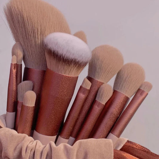 LuxuryGlow 13pcs Professional Makeup Brush Set – Soft Bristles with Travel Pouch