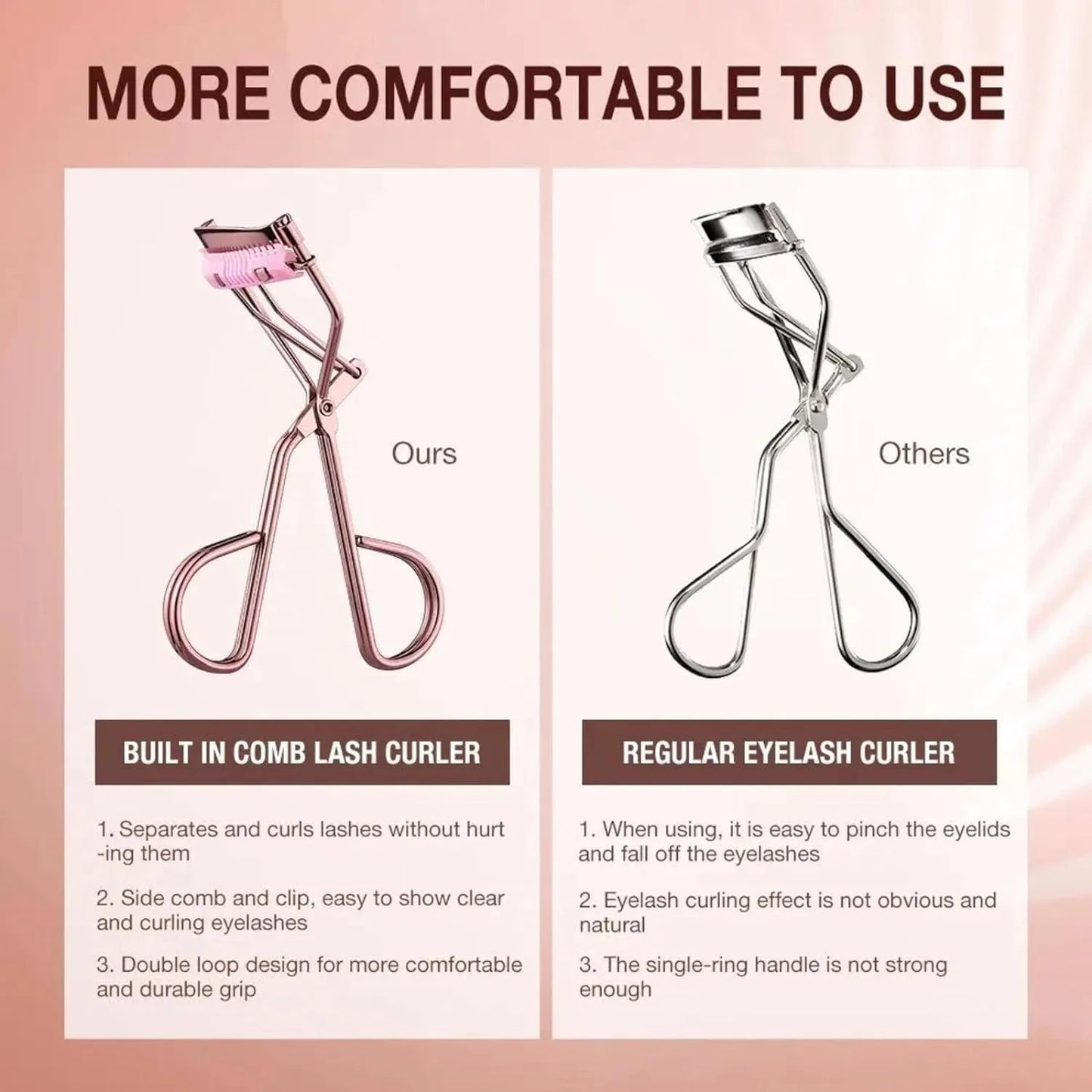 LuxuryGlow Professional Rose Gold Eyelash Curler – Quick Styling Lash Tool for Women