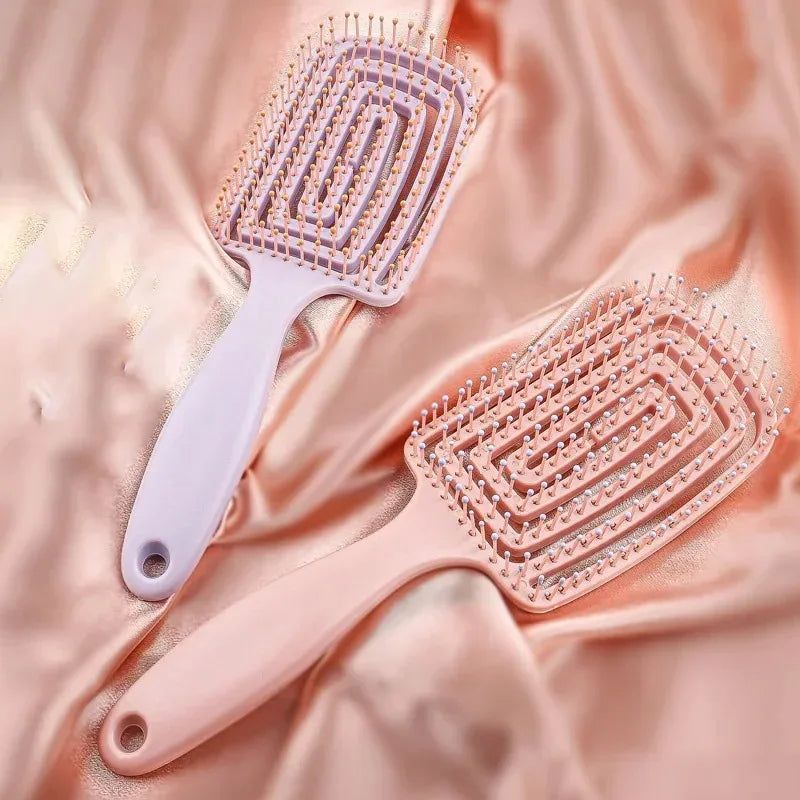 Peine masajeador antiestático LuxuryGlow: cepillo desenredante para cabello húmedo y seco