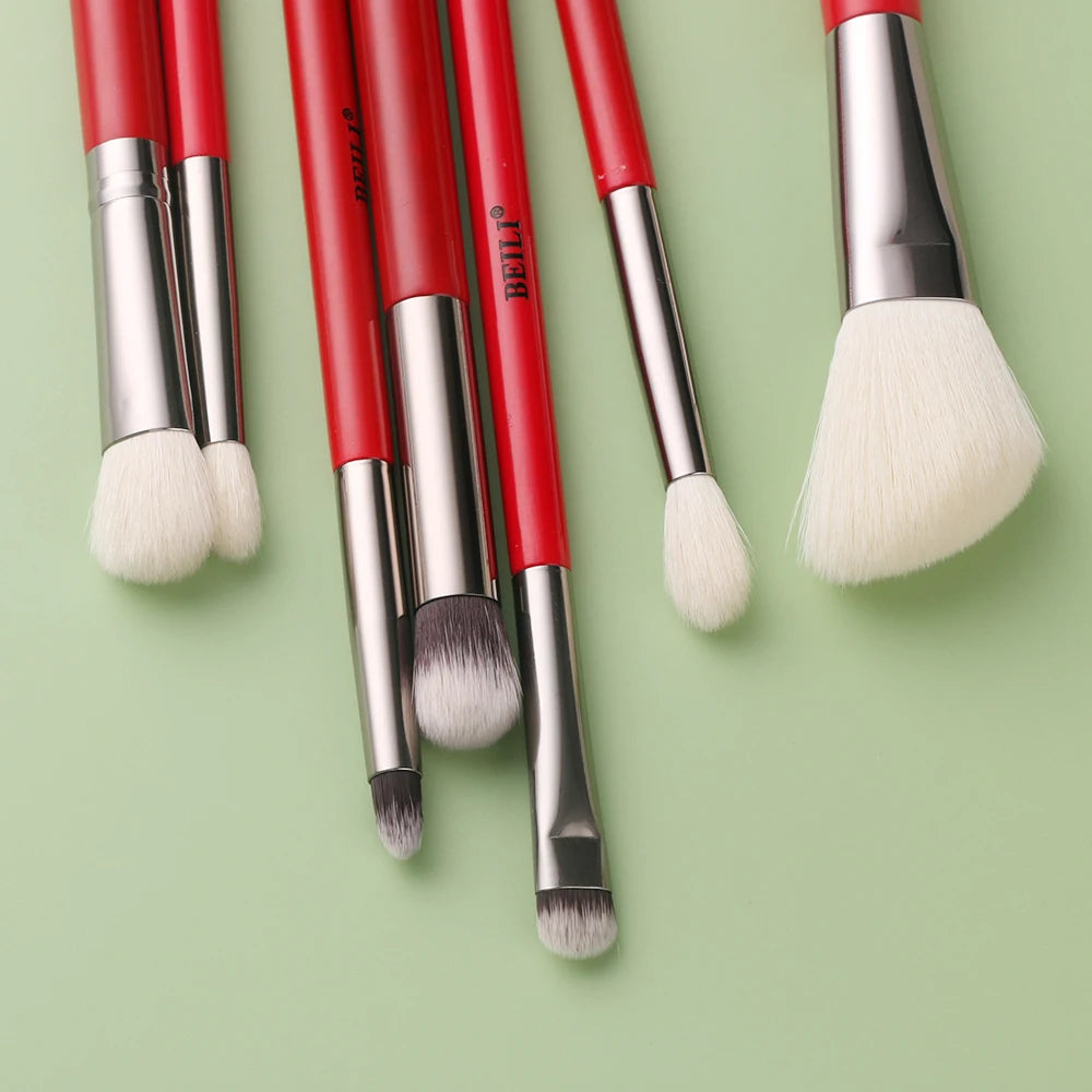 BEILI Red Eye Makeup Brush Set – 7/12/28/30 pcs Professional Natural Hair Kit