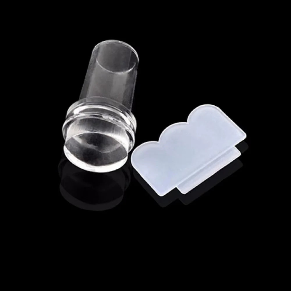 Kit de estampación de uñas de silicona transparente LuxuryGlow: estampador y raspador de diseño francés