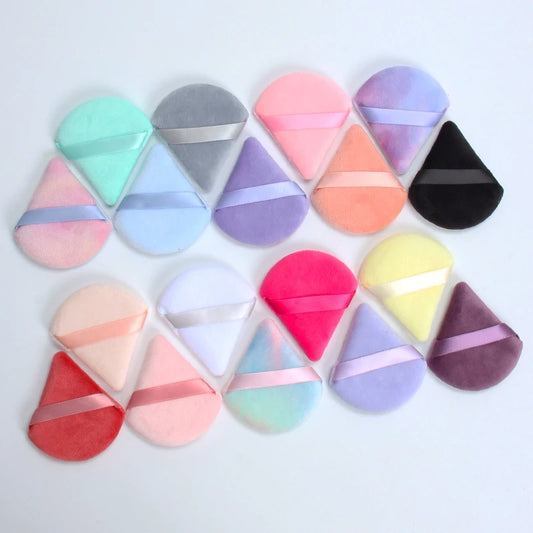 LuxuryGlow 2PCS Triangle Velvet Powder Puff – Soft Reusable Makeup Blender for Flawless Foundation Application