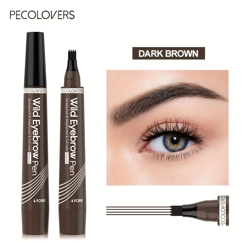 LuxuryGlow 4-Tip Waterproof Eyebrow Tattoo Pen – Long-Lasting Liquid Brow Enhancer (6 Shades)