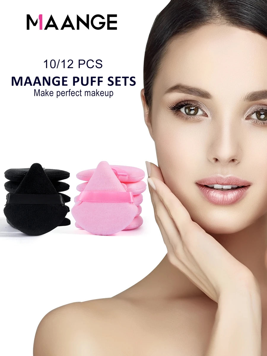 MAANGE 10/12 Pcs Soft Triangle Powder Puff for Wet & Dry Makeup Use