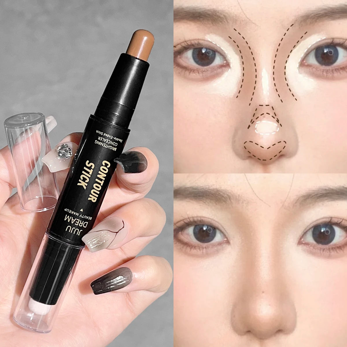 JUJU Dream Barra de contorno y corrector de doble punta: corrector de ojeras de larga duración