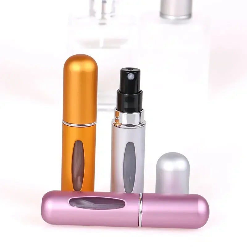 Atomizador de perfume portátil LuxuryGlow de 5 ml/8 ml: botella de viaje recargable con pulverizador para fragancias y alcohol