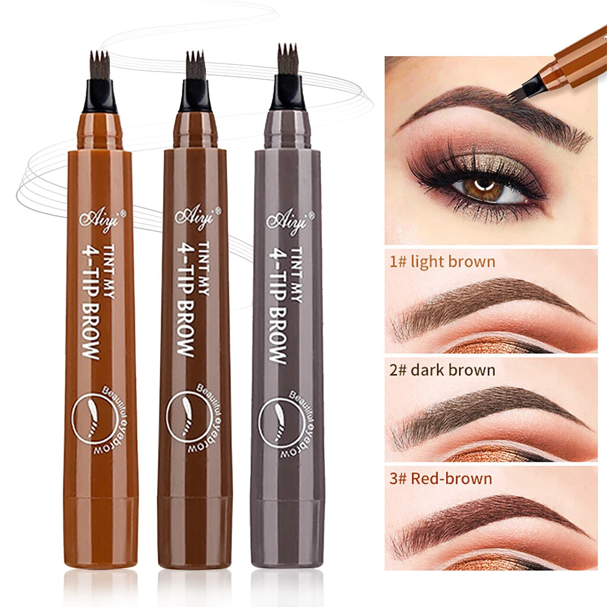 LuxuryGlow 4-Pronged Eyebrow Pencil – Waterproof, Long-Lasting, Smudge-Proof Brow Enhancer