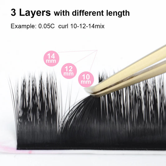NAGARAKU Easy Fan Eyelash Extensions – 12 Rows Mega Volume Lashes