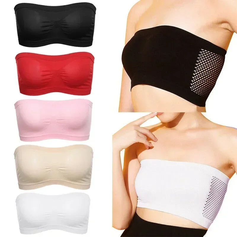 Sujetador de tubo de malla sin tirantes transpirable para mujer LuxuryGlow: un sexy sujetador bandeau de verano.
