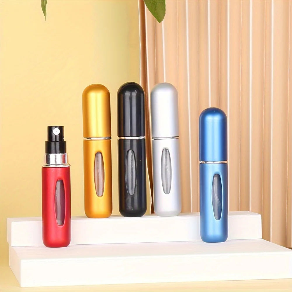 Botellas pulverizadoras de perfume portátiles LuxuryGlow (paquete de 5): atomizadores de viaje recargables para uso diario
