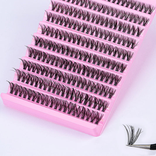 Kit de extensiones de pestañas SEXYSHEEP DIY: 200 pestañas postizas de rizo en D con pinzas (8-16 mm)