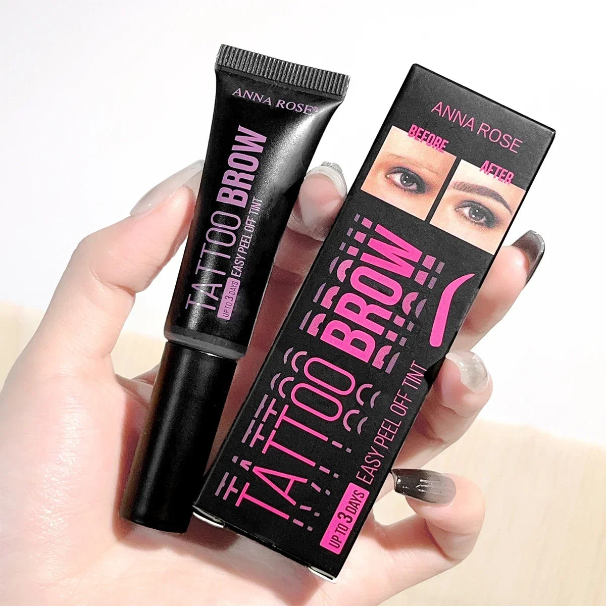 Gel de cejas LuxuryGlow resistente al agua, despegable y con plantillas: a prueba de manchas, duración de 3 días