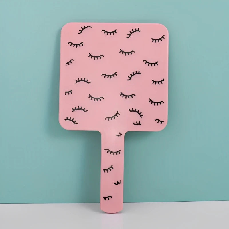 مرآة مكياج مربعة محمولة باليد من HMQ Beauty لتمديد الرموش - مرآة زينة عالية الدقة بمقبض