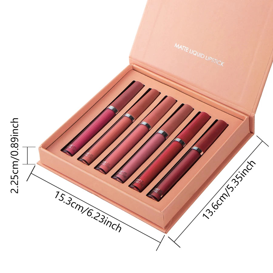 Set de brillo labial mate MAXFINE: 6 labiales resistentes al agua y de larga duración en caja de regalo