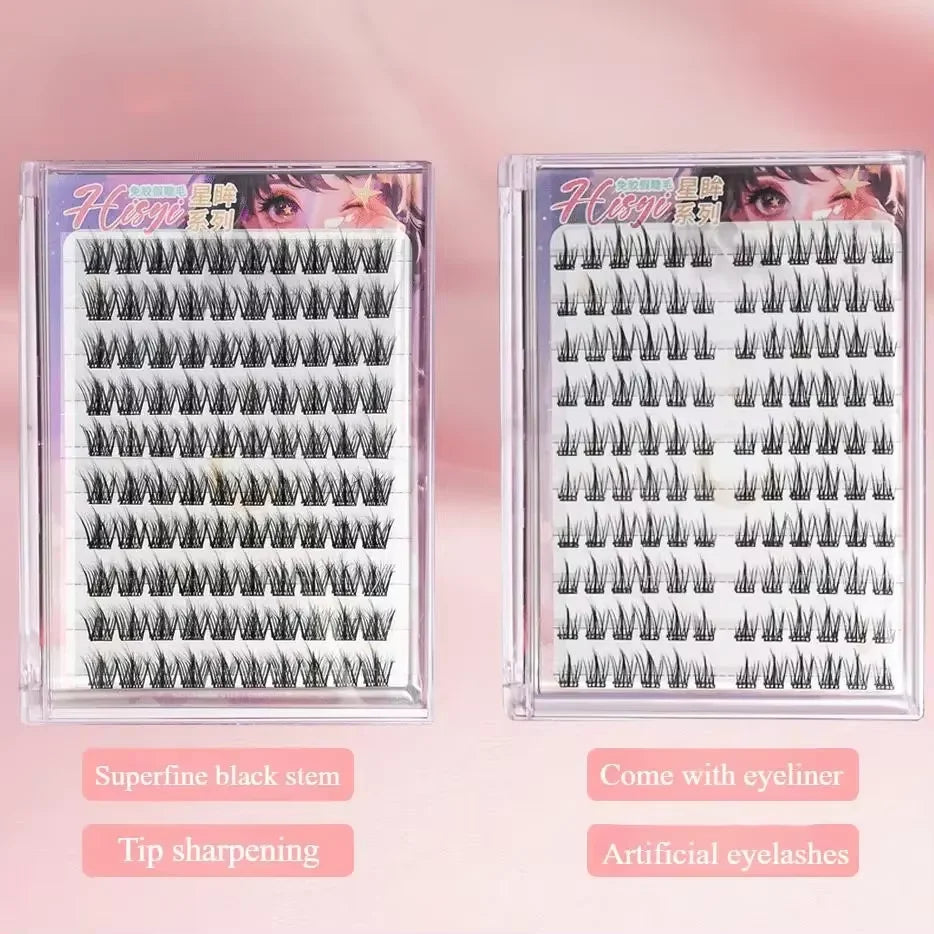 LuxuryGlow Self-Adhesive 3D Cluster Lashes – Glue-Free, Volumizing, Waterproof