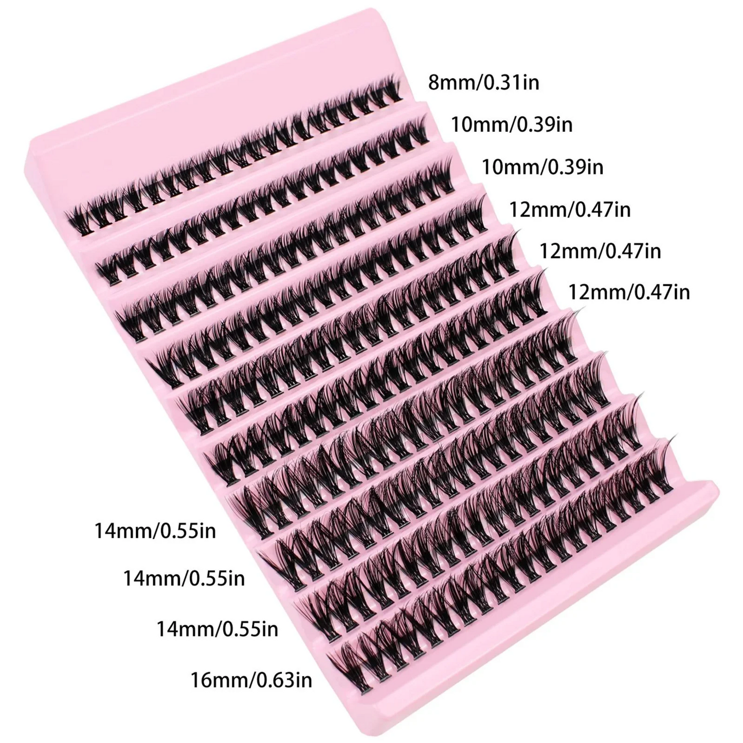 مجموعة تمديد الرموش JPNPL MJ DIY - 200 قطعة من الرموش العنقودية مع غراء الترابط والختم