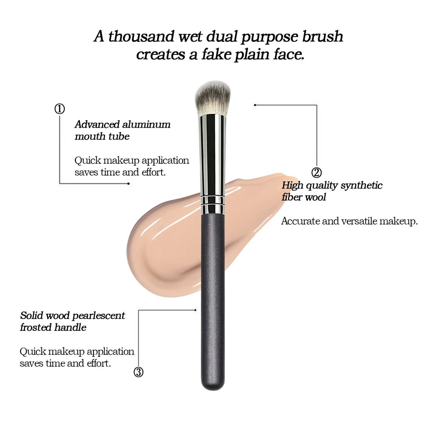 Brocha correctora de precisión LuxuryGlow: punta plana para cubrir ojeras y lagrimales