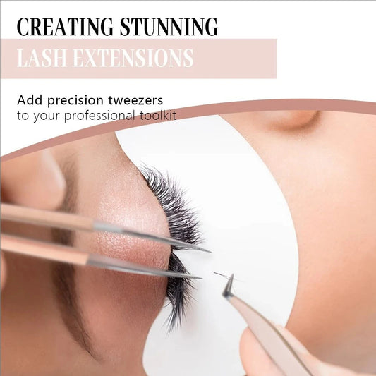 LuxuryGlow MJ Stainless Steel Eyelash Extension Tweezers – Precision 3D Lash Tool