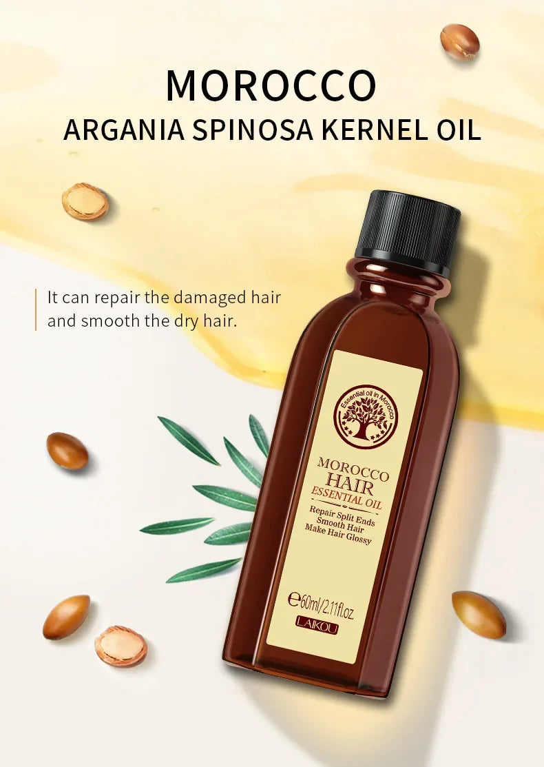 Aceite capilar de argán marroquí LAIKOU – Sérum nutritivo reparador para cabello seco (60 ml)