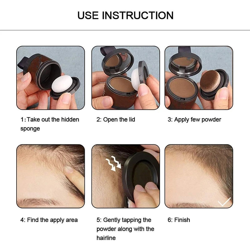 Polvos de lujo para la línea del cabello, resistentes al agua y con brillo: 14 colores para cubrir y corregir raíces (4 g)