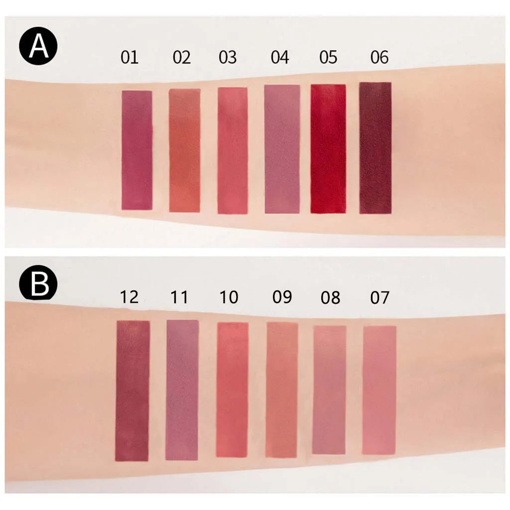 LuxuryGlow - Set de 6 brillos labiales mate: color labial hidratante y resistente al agua de larga duración